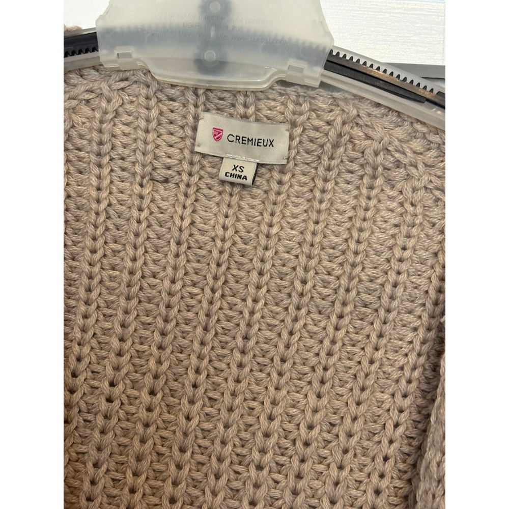 NWOT Cremieux Womens Tan Ribbed Knit Wool Blend Open Front Cardigan Vest XS - Picture 4 of 7
